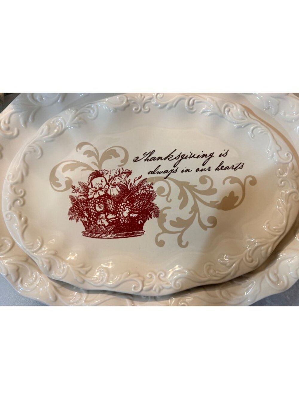 Thanksgiving Bountifully Blessed Sonnets Studios Demdaco Platter “Thanksgiving i
